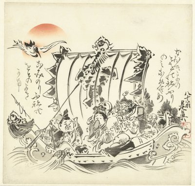 Sette dei della fortuna mal di mare da Shibata Zeshin