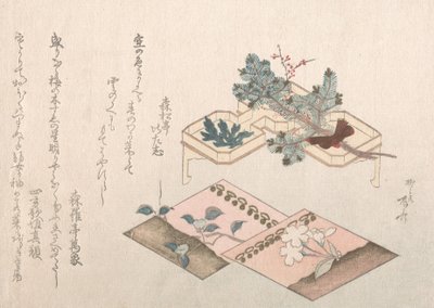 Collezione di Pioggia Primaverile Harusame shu, vol. 2: Germogli di Pino e Accessori, XIX secolo da Shinsai