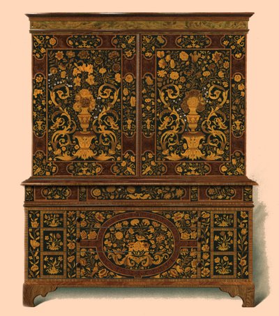 Pressa da gabinetto intarsiata con marqueterie, 1905 da Shirley Charles Llewellyn Slocombe