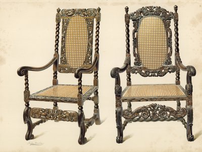 Sedia, proprietà di P Macquoid; Sedia, proprietà di Arthur S Cope da Shirley Charles Llewellyn Slocombe