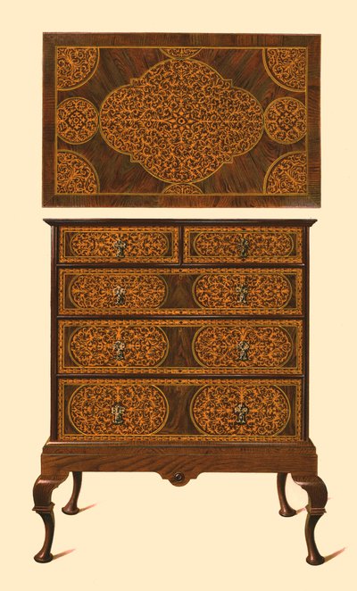 Cassettone intarsiato con marqueterie, 1905 da Shirley Charles Llewellyn Slocombe