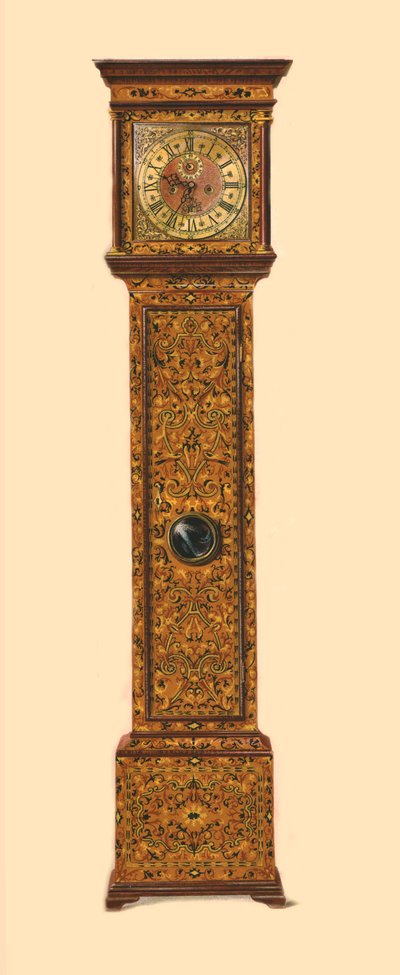 Orologio intarsiato con marqueterie chiara, 1905 da Shirley Charles Llewellyn Slocombe
