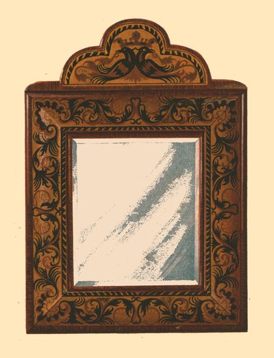 Specchio con cornice in noce con intarsi da Shirley Charles Llewellyn Slocombe