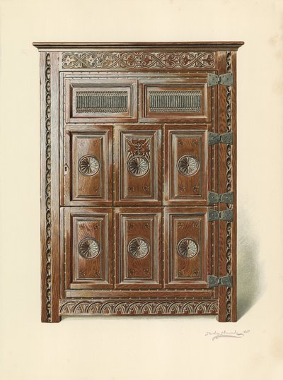 Credenza in quercia (gallese) (cromolitografia) da Shirley Charles Llewellyn Slocombe