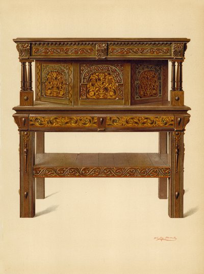 Buffet in Quercia, proprietà di Edward Quilter da Shirley Charles Llewellyn Slocombe