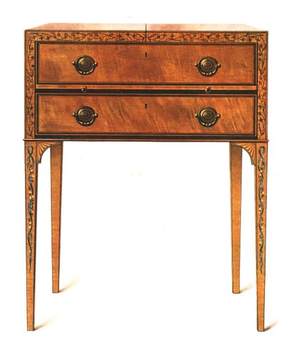Tavolo da toeletta in legno satinato dipinto, 1908 da Shirley Charles Llewellyn Slocombe