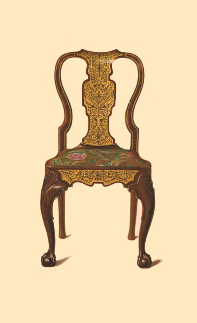 Sedia di noce intarsiata con marqueterie, 1905 da Shirley Charles Llewellyn Slocombe