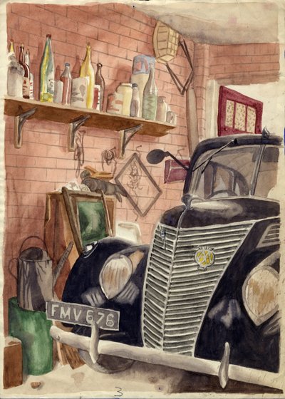 Auto in garage, c1950 da Shirley Markham