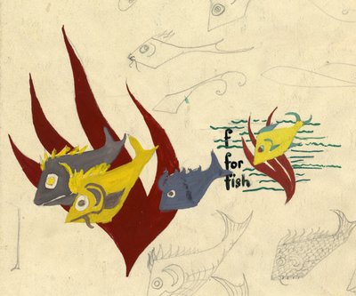 Illustrazione di pesce, c. 1950 da Shirley Markham