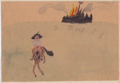 Ragazza a Cavallo che Fugge da un Forte in Fiamme da Shirley Markham