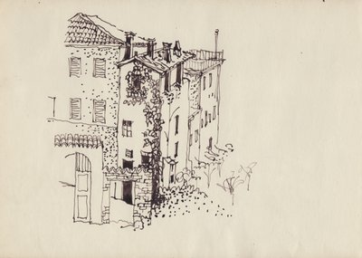 Casa con tetto a mansarda, Italia, c1950 da Shirley Markham