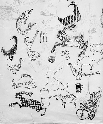 Pagina di schizzi di animali, c1950 da Shirley Markham