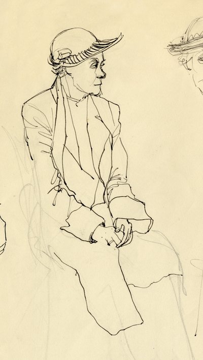Donna seduta con cappello, 1953 da Shirley Markham