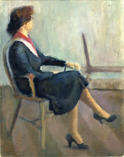 Donna seduta in blu navy, 1952 da Shirley Markham