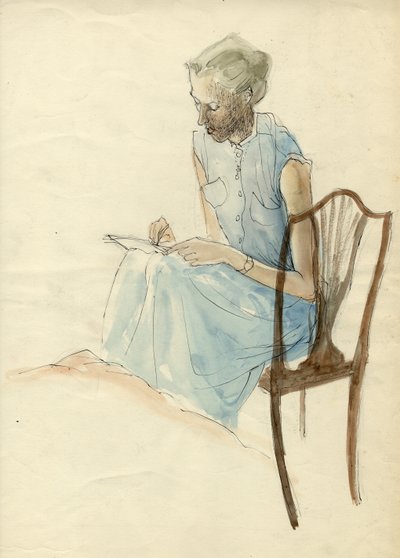 Donna seduta che scrive, 1952 da Shirley Markham