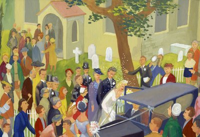 Gruppo di nozze nel cimitero, c1948 da Shirley Markham