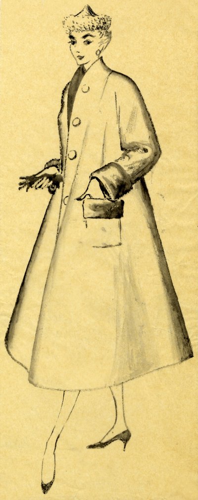 Donna con cappotto da polvere e cappello a punta da Shirley Markham