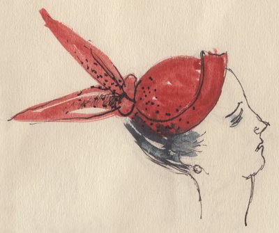 Donna con Cappello Rosso da Shirley Markham