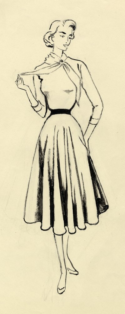Donna in maglione e gonna ampia, ca. 1950 da Shirley Markham