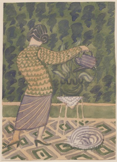 Donna che annaffia le piante da Shirley Markham