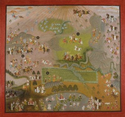 Maharana Jagat Singh caccia gru, datato 1744 da Shiva and Dayal