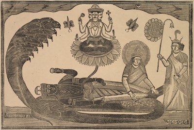Anantasayan (Vishnu reclinato sul serpente Ananta) da Shri Gobinda Chandra Roy