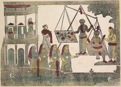 Krishna pesato contro oggetti preziosi (?) (verso) da Shri Gobinda Chandra Roy