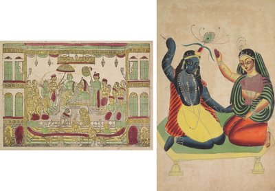 Rama e Sita nel palazzo reale; Radha e Krishna da Shri Gobinda Chandra Roy