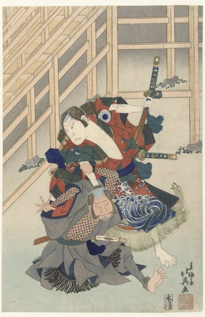 Due attori che combattono da Shunbaisai Hokuei