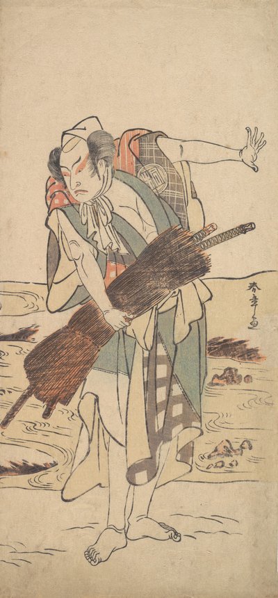 Arashi Sangoro come un Ronin Samurai in piedi sulla riva, ca. 1777 da Shunsho