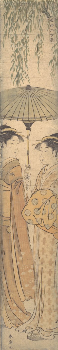 Bellezze sotto un ombrello, fine XVIII secolo da Shunsho