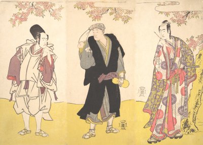 Attori Kabuki Ichikawa Yaozo III, Onoe Matsusuke I, e Sawamura Sojuro III, 11° mese, 1786 da Shunsho
