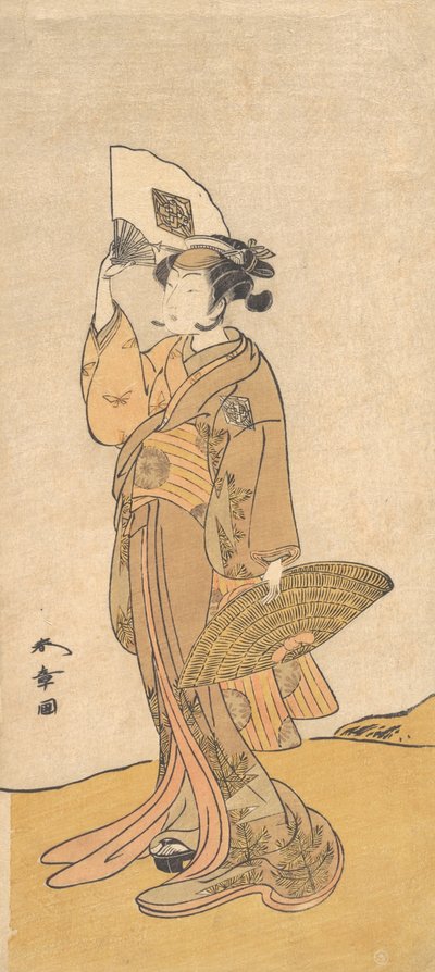 Nakamura Matsue II come donna in piedi su una collina, 1773 da Shunsho