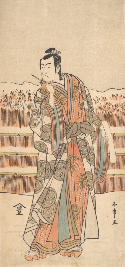 Il secondo Ichikawa Monnosuke come un uomo di alto rango in piedi nella neve, ca. 1786-87 da Shunsho