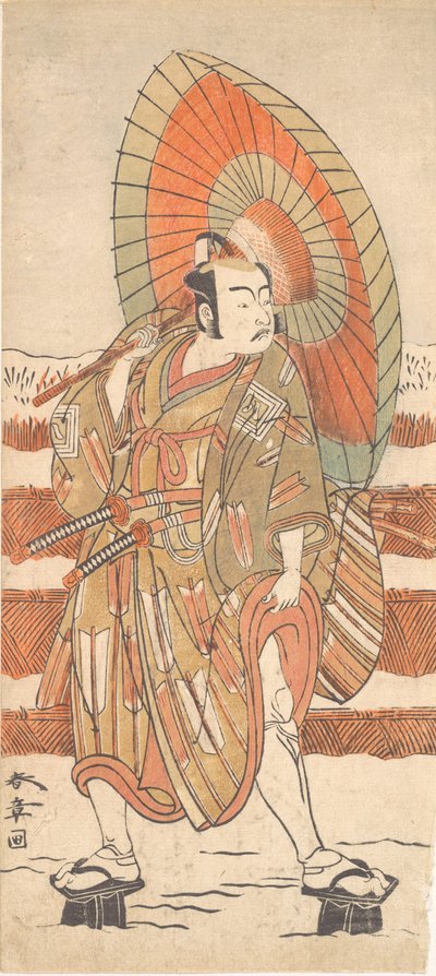 Il secondo Ichikawa Yaozo come samurai in piedi nella neve, probabilmente 1774 da Shunsho