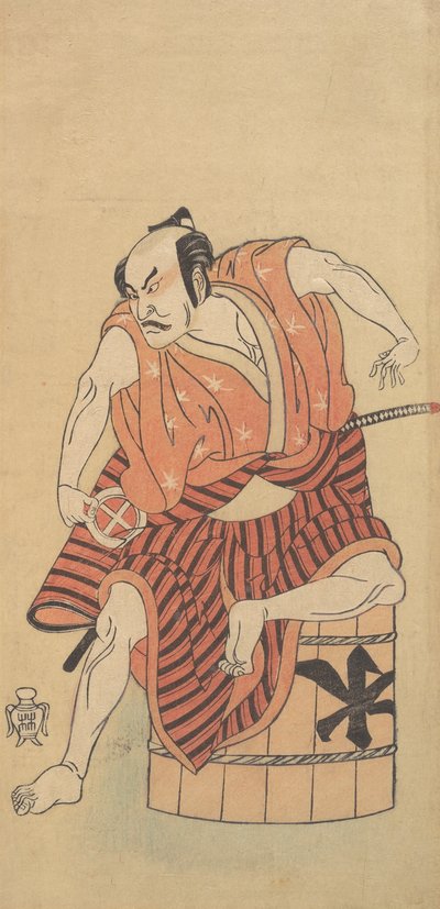 Il terzo Otani Hiroemon come un Otokodate seduto su una vasca rovesciata, 1768 o 1769 da Shunsho
