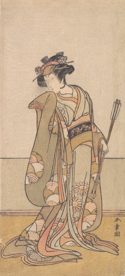 Il terzo Segawa Kikunojo come una donna che cammina verso destra, 1774 o 1775 da Shunsho