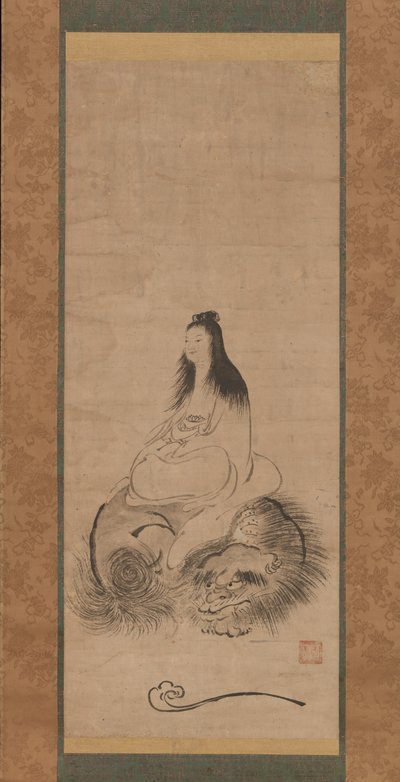 Monju su un leone, fine XV secolo da Shusei