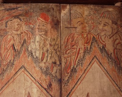 Dettaglio di una porta con figure di stranieri da Siamese School