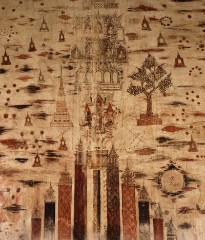 Murale che raffigura il Monte Meru, 1734 da Siamese School