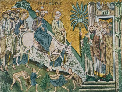 Ingresso a Gerusalemme (mosaico) da Sicilian School