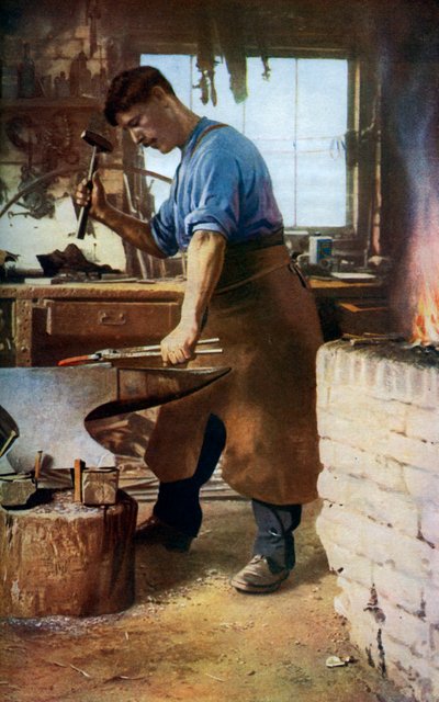 Fabbro al lavoro, Inghilterra, c1922 da Sidney H Nicholls