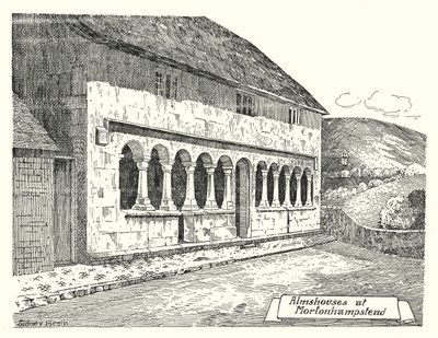 Ospizi a Mortonhampstead (incisione) da Sidney Heath