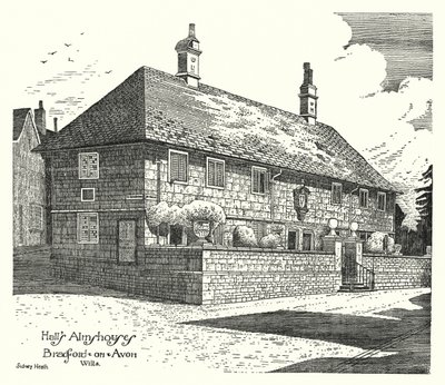 Ospizi di Hall, Bradford-on-Avon, Wilts (incisione) da Sidney Heath