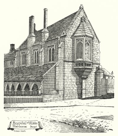 Ospedale di San Giovanni, Sherborne, Dorset (incisione) da Sidney Heath