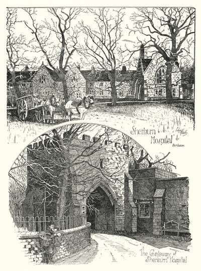 Ospedale di Sherburn, Durham (incisione) da Sidney Heath