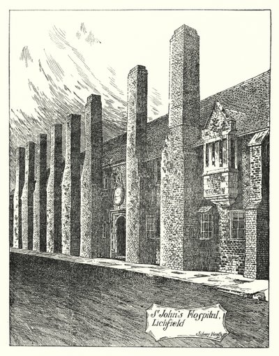 Ospedale di San Giovanni, Lichfield (incisione) da Sidney Heath