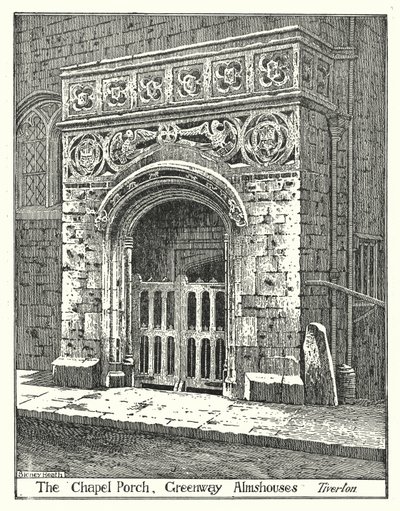 Il Portico della Cappella, Ospizi di Greenway, Tiverton (incisione) da Sidney Heath