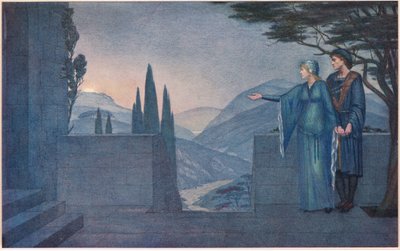Il Principe ed Elsie. "Ah non così presto, guarda quel fuoco, è la luna che sorge lentamente sulla collina orientale" da Sidney Meteyard