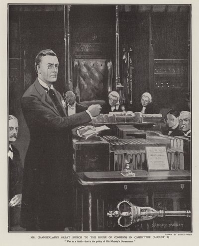 Discorso di Joseph Chamberlain sulla guerra boera alla Camera dei Comuni il 2 agosto 1901 da Sidney Paget